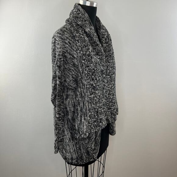 Michael Stars Black White Dolman Sleeve Open Front Wool Blend Cardigan Size M/L - Picture 3 of 10